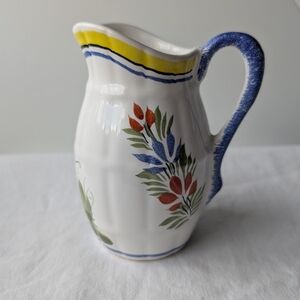 Quimpet Henriot Breton Earthenware Handpainted Pottery Cream Pitcher